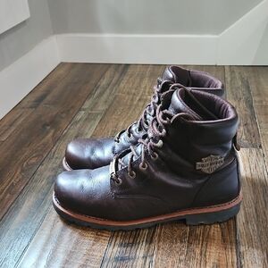 Harley-Davidson‎ Brown Leather Riding Boots with Rugged Design. Size 12